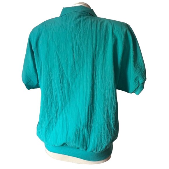 Vintage Cape Cod Petites Track Shirt Sz 14 (Large) Retro Collared 80's Blouse - Picture 11 of 11